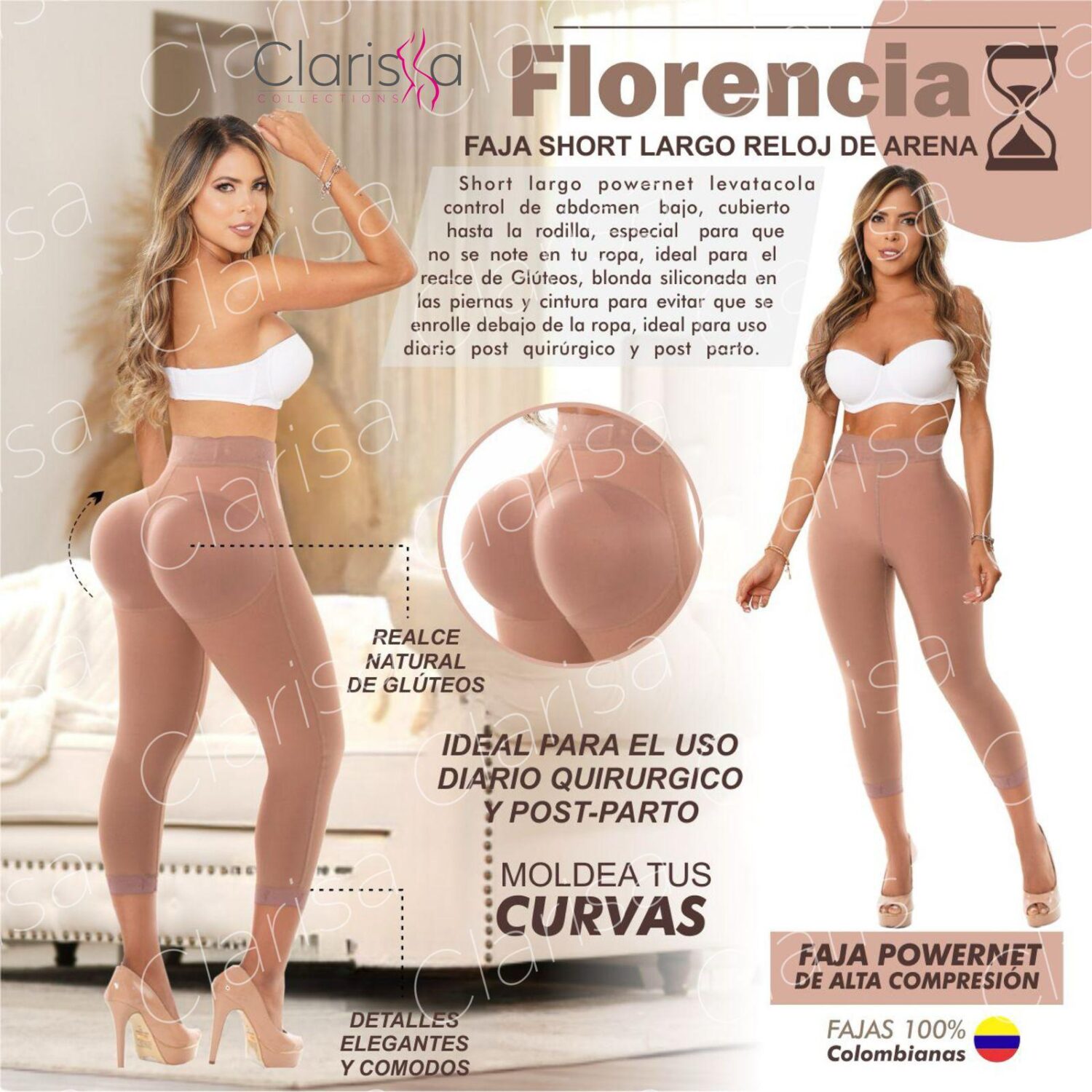 faja florencia – short largo reloj de arena